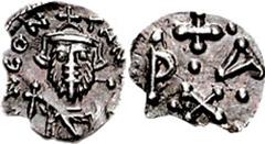 CONSTANS II. 641-668 AD. AR Third Siliqua (0.39 gm, 9h). Carthage mint. Struck 651-657 AD. Estimate $200 CONSTANS II. 641-668 AD. AR Third Siliqua (0.39 gm, 9h). Carthage mint. Struck 651-657 AD. Crow