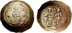 MANUEL I Comnenus. 1143-1180. EL Aspron Trachy (4.42 gm). Constantinople mint. Estimate $300 MANUEL I Comnenus. 1143-1180. EL Aspron Trachy (4.42 gm). Constantinople mint. Christ standing facing on fo
