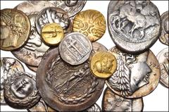 Electrotypes MISCELLANEOUS. Group of 25 "AV" and "AR" Uniface denominations. Unsigned British Museum electrotype by Robert Ready or his sons. An interesting group of uniface electrotypes of obverses a