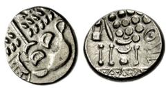 CELTIC, Britain. Durotriges. Uninscribed .1st century BC-1st century AD. AV Stater (18mm, 6.01 g, 5h). White Gold type. Devolved head of Apollo right / Disjointed horse left, crescent above pellet ben