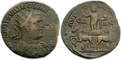 CILICIA, Augusta. Valerian I. 253-260 AD. Æ 28mm (14.84 g). Dated CY 234 (253/4 AD). Radiate, draped and cuirassed bust right / Helios in facing quadriga; EΔ-ΛC (date) across field. SNG Levante 1255 (