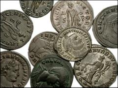 MIXED LOT. Tetrarchs. Lot of nine Æ Folles. Lot includes the following emperors and mints: DIOCLETIAN. Alexandria mint // MAXIMIANUS. Alexandria mint. Nearly full silvering // GALERIUS, as Caesar. Rom