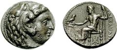 KINGS of MACEDON. Alexander III 'the Great'. 336-323 BC. AR Didrachm (7.99 g, 12h). Babylon mint. Lifetime issue, struck 325-323 BC. Estimate $500  KINGS of MACEDON. Alexander III 'the Great'. 336-323