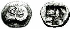 TROAS, Kebren. 5th century BC. AR Diobol (1.10 g). Estimate $200  TROAS, Kebren. 5th century BC. AR Diobol (1.10 g). Ram's head left / Quadripartite incuse square. SNG Copenhagen -; BMC Troas 2. Good 