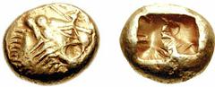 KINGS of LYDIA. Time of Alyattes II to Kroisos. Early 6th century BC. EL Third Stater - Trite (4.72 g). Estimate $750 KINGS of LYDIA. Time of Alyattes II to Kroisos. Early 6th century BC. EL Third Sta