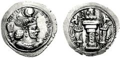 [Medieval] SASANIAN KINGS. Bahram IV. 388-399 AD. AR Drachm (4.13 g, 4h). HL mint. Estimate $300 [Medieval] SASANIAN KINGS. Bahram IV. 388-399 AD. AR Drachm (4.13 g, 4h). HL mint. Crowned bust right /