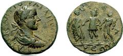 CILICIA, Syedra. Gordian III. 222-235 AD. Æ 29mm (8.85 g, 1h). Estimate $200 CILICIA, Syedra. Gordian III. 222-235 AD. Æ 29mm (8.85 g, 1h). Laureate, draped, and cuirassed bust right / Ares standing f