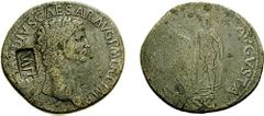[Roman Imperial] CLAUDIUS. 41-54 AD. Æ Sestertius (27.03 g, 6h). Rome mint. Estimate $200 [Roman Imperial] CLAUDIUS. 41-54 AD. Æ Sestertius (27.03 g, 6h). Rome mint. Laureate head right: c/m; TI AV (l