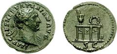 TRAJAN. 98-117 AD. Æ Semis (2.58 g, 7h). Struck circa 98-102 AD. Estimate $200 TRAJAN. 98-117 AD. Æ Semis (2.58 g, 7h). Struck circa 98-102 AD. Laureate bust right, slight drapery on left shoulder / A
