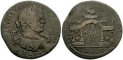 CILICIA, Tarsus. Caracalla. 198-217 AD. Æ 34mm (18.73 g). Laureate, draped and cuirassed bust right / Caracalla, as Triptolemos, in biga drawn by two serpents right, sowing seeds. For coin type: SNG L