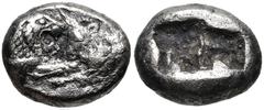 Greek KINGS of LYDIA. Kroisos. Circa 564/53-550/39 BC. AR Sixth Stater (10mm, 1.55 g). Sardes mint. Confronted foreparts of lion and bull / Two incuse squares. Berk 25; SNG Ashmolean 773 (Persian peri