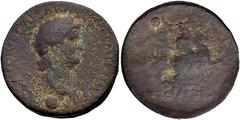 Roman Imperial Nero. AD 54-68. Hinged Æ Mirror (32mm, 17.24 g, 6h). Imitating a DECVRSIO Sestertius of Nero. Crudely cast from an original (and worn) coin, the obverse and reverse are joined by a flan