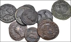 Large Lots ROMAN. Imperial. Lot of ten (10) late bronzes. Includes: Gallienus // Probus // Maximianus //Licinius I (2 coins) // Constantine I // Crispus, as Caesar // Constantine II // Constantius II 