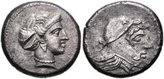 Greek CILICIA, Mallos. Tiribazos. Satrap of Lydia, 388-380 BC. AR Stater (21mm, 9.91 g, 12h). Struck circa 390/87-387/6 BC. Head of Aphrodite right / Head right, wearing satrapal headdress. Casabonne 