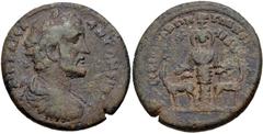 Roman Provincial LYDIA, Cilbiani Inferiores (Nicaea). Antoninus Pius. AD 138-161. Æ (34.5mm, 28.44 g, 12h). Laureate, draped, and cuirassed bust right / Cult statue of Artemis of Ephesus standing, fac