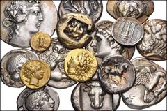 Electrotypes MISCELLANEOUS. Group of 16 "AV" and "AR" Uniface denominations. Unsigned British Museum electrotype by Robert Ready or his sons. An interesting group of uniface electrotypes of obverses a