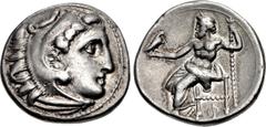 Greek KINGS of MACEDON. Philip III Arrhidaios. 323-317 BC. AR Drachm (18mm, 4.10 g, 11h). Anepigraphic issue. Kolophon mint. Struck under Menander or Kleitos, circa 322-319 BC. Head of Herakles right,