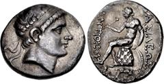 Greek SELEUKID EMPIRE. Antiochos Hierax. Circa 242-227 BC. AR Tetradrachm (30mm, 16.57 g, 10h). Parion mint. Diademed head right / Apollo Delphios, testing arrow and holding grounded bow, seated left 