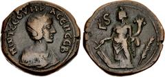 Roman Provincial EGYPT, Alexandria. Otacilia Severa. Augusta, AD 244-249. Æ Drachm (32mm, 21.21 g, 12h). Dated RY 6 of Philip I (AD 248/249). Draped bust right, wearing stephane / Tyche Soterios (Fort