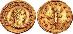 Roman Imperial Valerian I. AD 253-260. AV Heavy Aureus or Binio (23mm, 5.06 g, 12h). Samosata mint. 1st emission, AD 255-256. IMP C P LIC VALERIANVS AVG, laureate and cuirassed bust right / AETERNITAS