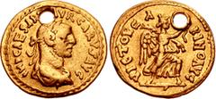 Roman Imperial Carus. AD 282-283. AV Aureus (19mm, 4.45 g, 11h). Uncertain mint in the east (Alexandria?). Struck early AD 283. IMP CAESAR [M A]VR CARVS AVG, laureate and draped bust right / VICTOR CA