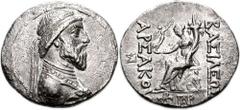 KINGS of PARTHIA. Artabanos I. Circa September/October 126 - April/May 122 BC. AR Tetradrachm (30mm, 15.53 g, 1h). Seleukeia on the Tigris mint. Undated issue (circa 126 BC). Diademed bust right / BAΣ