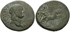 LYDIA, Sardes. Vespasian. 69-79 AD. Æ 28mm (14.33 g). Laureate head right / Pluto driving galloping quadriga right, carrying of Persephone. RPC III 1311; SNG Copenhagen 525. VF, dark grayish-green pat