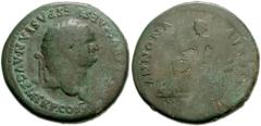 TITUS. 79-81 AD. Æ Sestertius (33mm, 24.82 g). Rome mint. Struck 79 AD. IMP TITVS CAES VESPASIAN AVG P M TR P COS V[II] outward, laureate head right / ANNONA AVGVST, SC in fields, Annona seated left. 