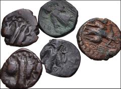 Central Asian INDIA, Kushan Empire. Collection of ninety-six (96) Kushan and Kushano-Sasanian denominations. Silver. A collection of one AR obol and ninety-five Æ issues of the Kushans, from Kujula Ka