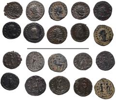Roman Imperial Claudius II Gothicus. AD 268-270. Lot of ten (10) Antoniniani. Includes the following: 1) MILAN. Providentia holding baton and scepter; globe at feet; –/–//T. RIC Online 99 (this coin c