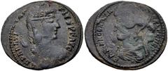 Roman Imperial Constantius II. AD 337-361. Æ Centenionalis (24mm, 3.58 g). Constantinople mint, 8th officina. Struck AD 348-351. Pearl-diademed, draped, and cuirassed bust right / Soldier left, speari