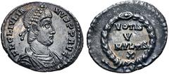 The 1887 East Harptree Hoard Julian II. AD 360-363. AR Siliqua (18mm, 1.81 g, 6h). Lugdunum (Lyon) mint. Struck AD 360-361. FL CL IVLIA NVS P P AVG, pearl-diademed, draped, and cuirassed bust right / 