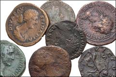 Large Lots ROMAN. Imperial. Lot of twenty-seven (27) Æ Sestertii from Augustus to Volusian. Includes: Divus Augusus // Titus // Domitian (2 coins) // Hadrian (2 coins) // Antoninus Pius // Faustina Se