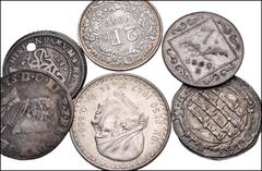 Large Lots MIXED. Early Medieval to World. Lot of eighteen (18) AR, BI, and AL denominations. Includes: A broad range of world issues with three Early Medieval issues included (a BI denier of Bohémond