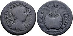 Roman Provincial LYDIA, Thyateira. Elagabalus. AD 218-222. Æ (26mm, 7.61 g, 12h). Laureate, draped, and cuirassed bust right / Agonistic urn containing two palm fronds. SNG von Aulock 3231. Fine, brow