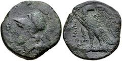 Duplicates from the Andrew McCabe Collection Anonymous. Circa 260-250 BC. Æ Litra (or Double Unit?) (27mm, 14.97 g, 4h). Mint in Sicily. [ROMANO], head of Roma left, wearing crested Corinthian helmet 