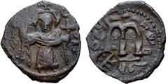 Early Medieval & Islamic ISLAMIC, Time of the Rashidun. Pseudo-Byzantine types. Circa AH 37-55 / AD 658-675. Æ Fals (20mm, 3.81 g, 2h). Type E. Uncertain mint. Struck circa 658-664 . Imperial Byzantin