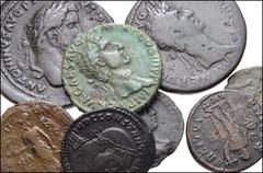 Large Lots ROMAN. Provincial-Imperial. Lot of eight (8) bronzes. Includes: Nerva. Æ Sestertius and Æ As // Antoninus Pius. Æ Sestertius // Geta, as Caesar. Æ As // Galerius. Æ Follis // Constantine I.