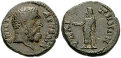 LYDIA, Hypaepa. Autonomous. Circa 180-192 AD. Æ 18mm (3.66 g). Head of Herakles right / YΠAI-ΠHNΩN, Zeus standing left. BMC Lydia -; SNG Copenhagen -; SNG von Aulock -; Weber -; McClean -. VF, dark ol