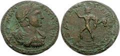 LYDIA, Sardes. Elagabalus. 218-222 AD. Æ 26mm (5.93 g). Laureate, draped and cuirassed bust right, seen from behind / CAP-ΔIANΩN Γ NEΩKOΡΩN, Helios walking left, right hand raised, holding whip in lef