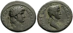LYDIA, Thyatira. Nero and Poppaea. 54-68 AD. Æ 19mm (3.58 g). Struck circa 62 AD. Laureate head of Nero right / ΠOΠΠAIAN CEBACTHN ΘYATIPHNOI, draped bust of Poppaea right. RPC I 2383; BMC Lydia pg. 30
