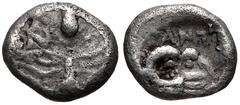 Greek CIMMERIAN BOSPOROS, Pantikapaion. Circa 390-380 BC. AR Tetartemorion (6.5mm, 0.19 g). Ant / Head of ram right within incuse square. Frolova, frühe, Type XXX; Anokhin 991; MacDonald 27; HGC 7, –.