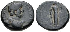 Roman Provincial LYDIA, Philadelphia. Domitian. As Caesar, AD 69-81. Æ (14mm, 3.02 g, 11h). Bareheaded, draped, and cuirassed bust right / Apollo standing right, holding plectrum and cithara. RPC II 1