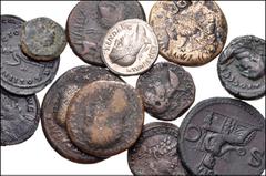 Large Lots ROMAN. Provincial-Imperial. Lot of twelve (12) bronzes and one (1) AR denarius. Includes: Provincial Æ (6 coins) // Imperial Æ (6 coins), which includes a decent Caligula Æ As but with sign