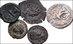 Large Lots MIXED. Greek–Early Medieval. Lot of nine (9) silver and bronze issues. Includes: GREEK: Uncertain Æ // ROMAN IMPERIAL: Postumus. AR Antoninianus // Tetricus II. Antoninianus // Licinius I. 