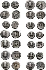 Lot of 14 different Boiotian AR Hemidrachms. (a) Federal Coinage. Circa 395-340 BC. AR Hemidrachm (2.49 g). As lot 31. Hunterian p. 36, 2, pl. XXXII, 22. (b) Federal Coinage. Circa 304-294 BC. AR Hemi