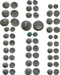 Lot of 30 different Boiotian Æ. (a) Federal Coinage. 338-circa 300 BC. Æ 14mm (3.04 g). As lot 48. (b) Federal Coinage. 338-circa 300 BC. Æ 14mm (2.76 g). As lot 51(a). Unpublished. (c) Federal Coinag