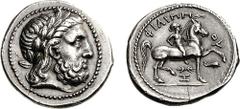 KINGS of MACEDON. Philip II. 359-336 BC. AR Tetradrachm (14.30 g, 6h). Amphipolis mint. Struck under Kassander or his son, Antipater, circa 323/2-315 BC. Laureate head of Zeus left / FILIPP-OU, youth 