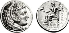 KINGS of MACEDON. Alexander III 'the Great'. 336-323 BC. AR Drachm (4.30 g, 1h). Babylon mint. Lifetime issue, struck circa 325-323 BC. Head of Herakles right, wearing lion skin headdress / BASILEWS A