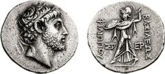 KINGS of MACEDON. Philip V. 221-179 BC. AR Tetradrachm (16.52 g, 12h). Pella or Amphipolis mint. First series, circa 220 BC. Diademed head right / BASILEWS FILIPPOU, Athena Alkidemos walking left, bra